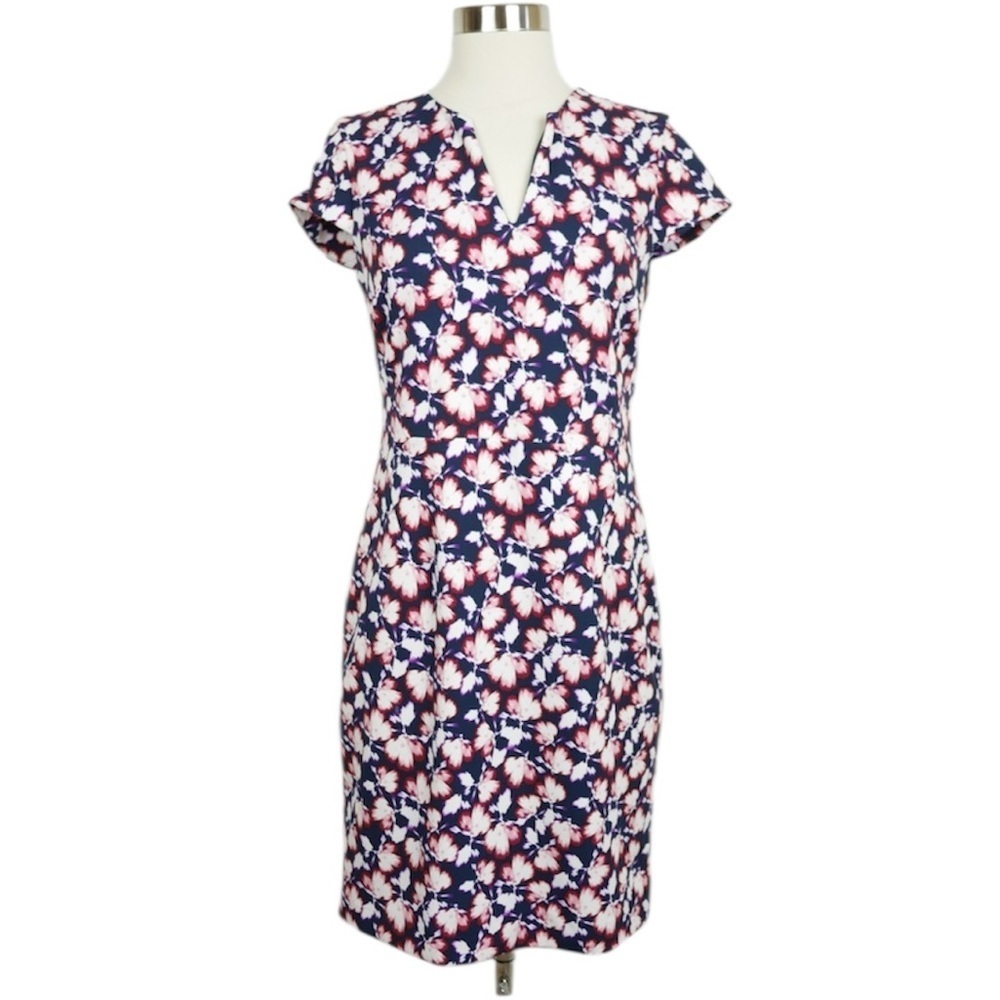 Banana Republic navy with pink and white floral print dress sz 12 Pet